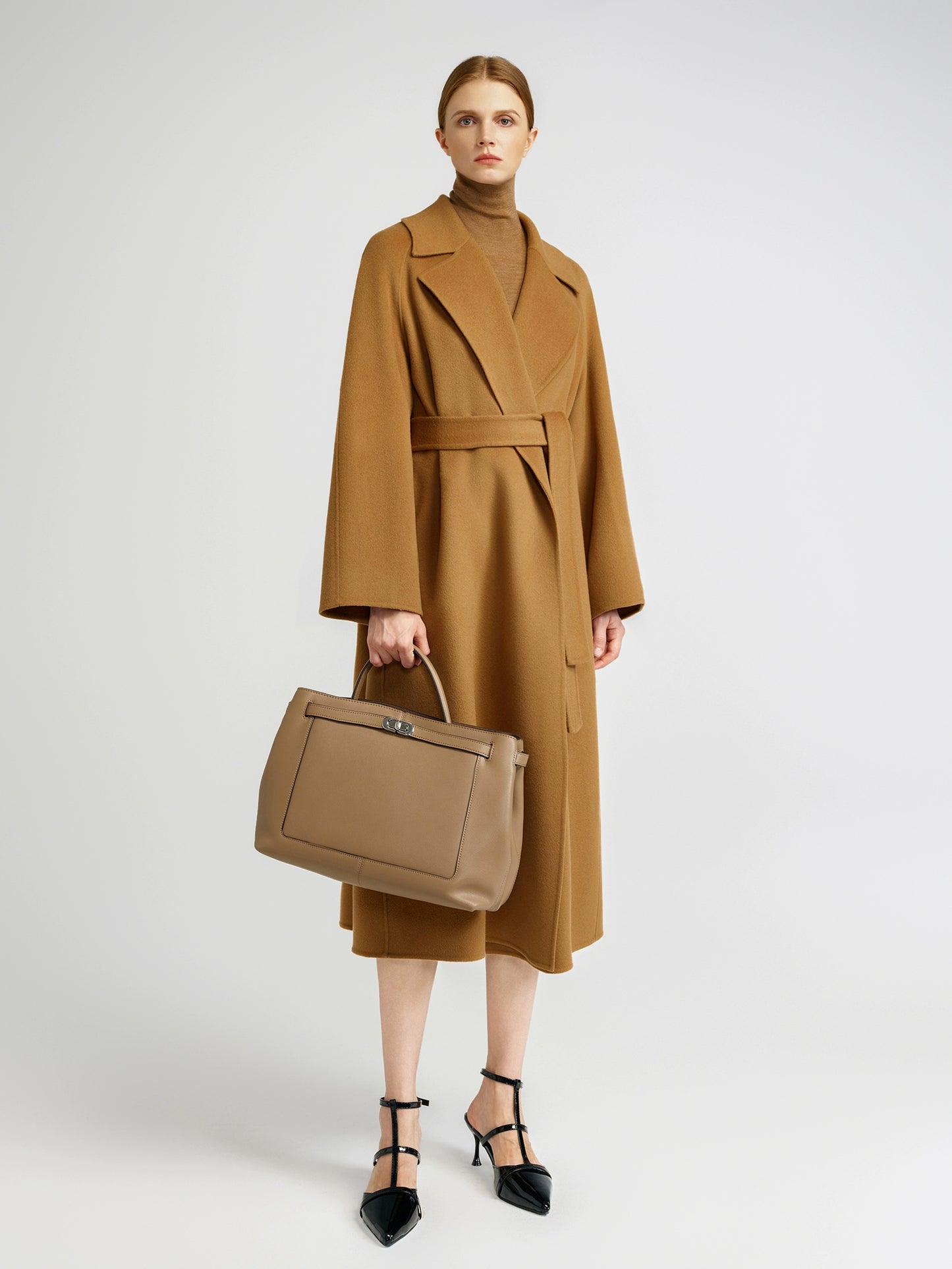 Temperament queen, classic double-sided cashmere coat women's bathrobe long