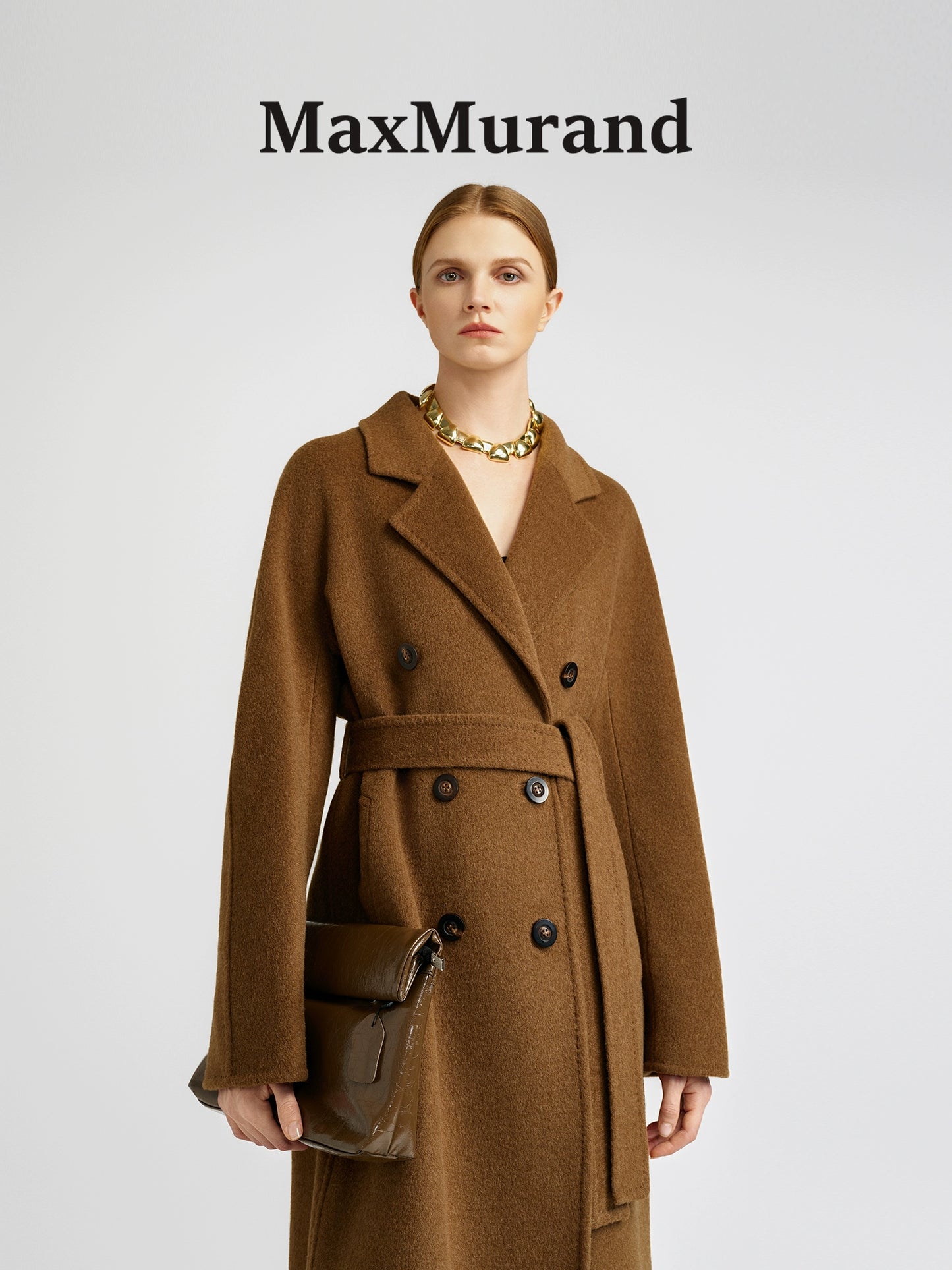 Elegant Brown Cashmere Coat for Women Stylish Mid Long Design