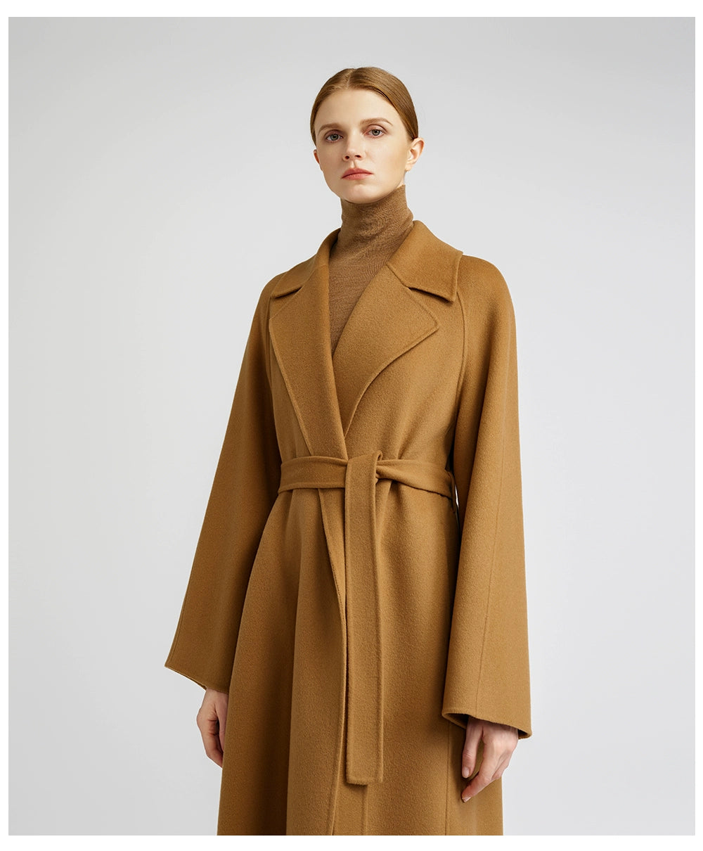 Temperament queen, classic double-sided cashmere coat women's bathrobe long