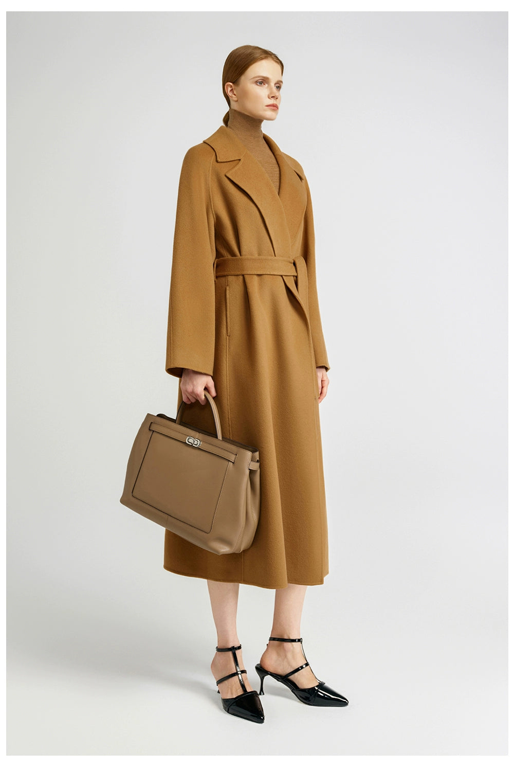 Temperament queen, classic double-sided cashmere coat women's bathrobe long