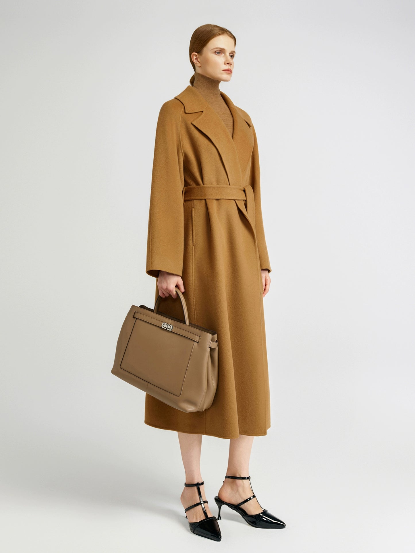 Temperament queen, classic double-sided cashmere coat women's bathrobe long