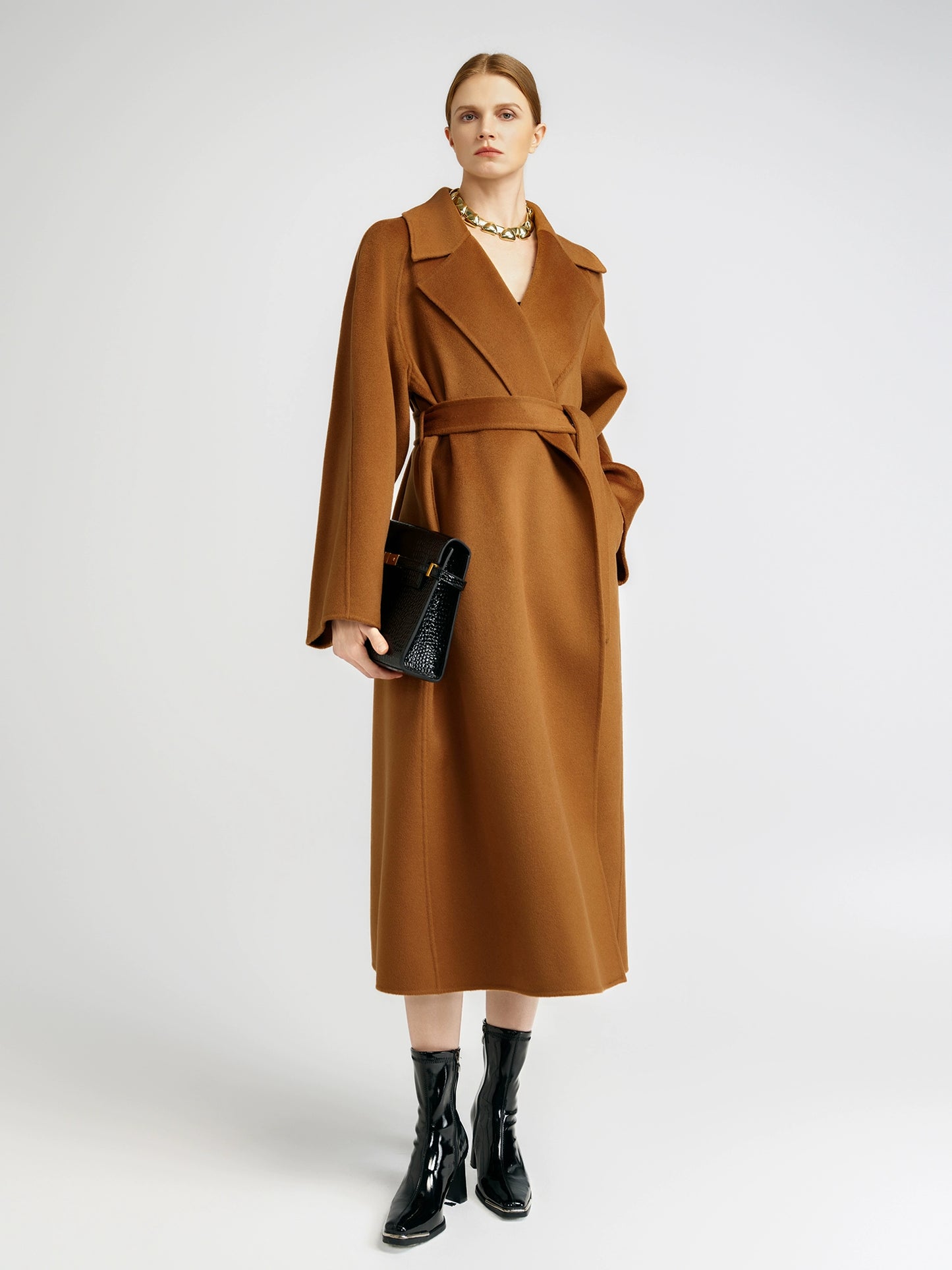 15 Micron Suede Bathrobe Double-Sided Cashmere Coat