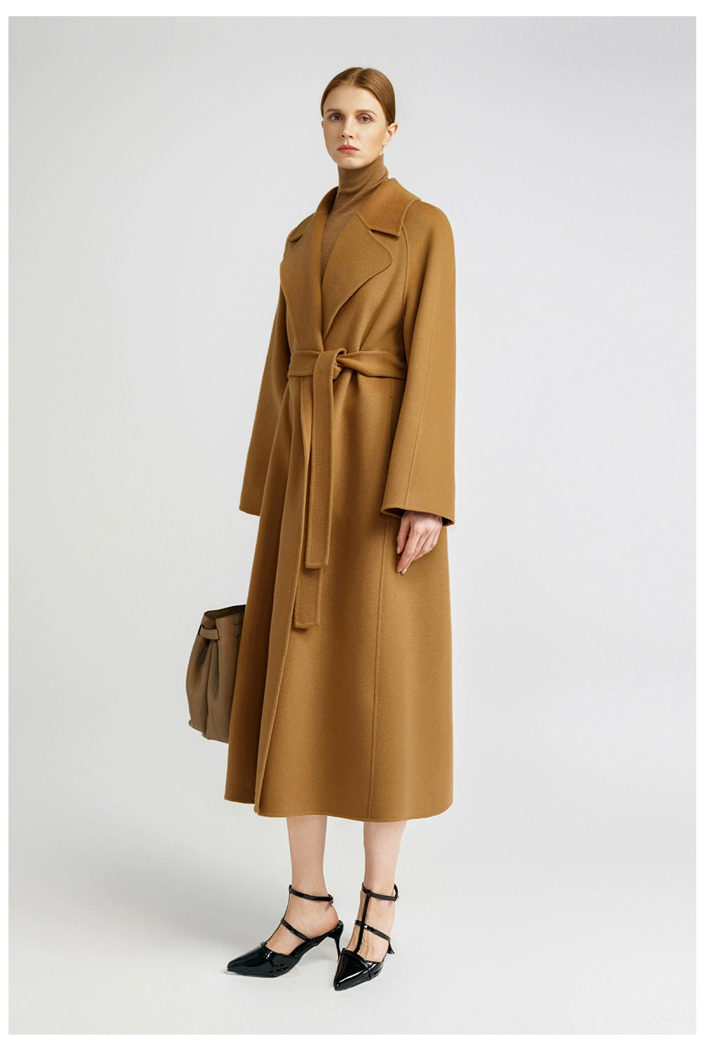 Temperament queen, classic double-sided cashmere coat women's bathrobe long