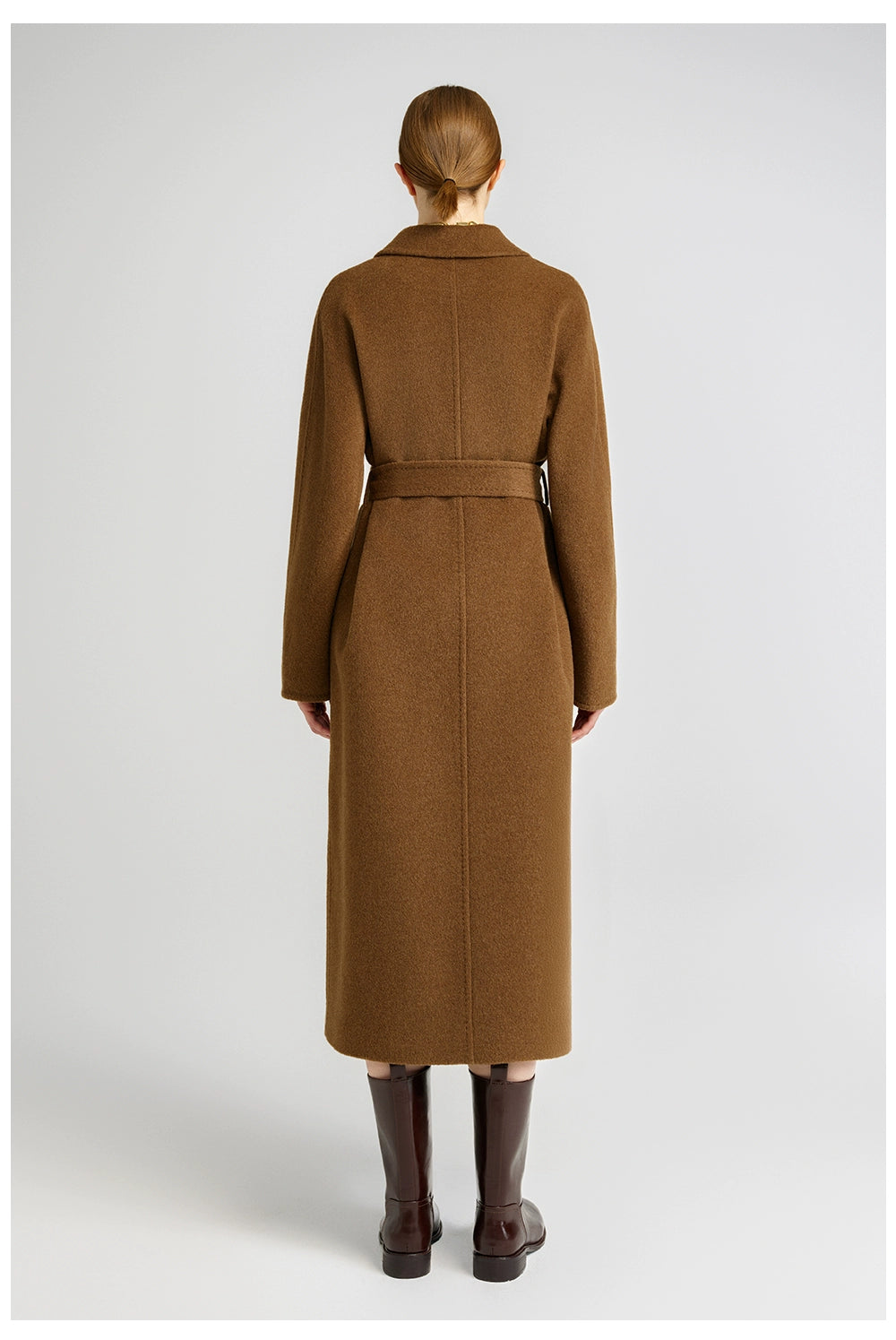 Elegant Brown Cashmere Coat for Women Stylish Mid Long Design