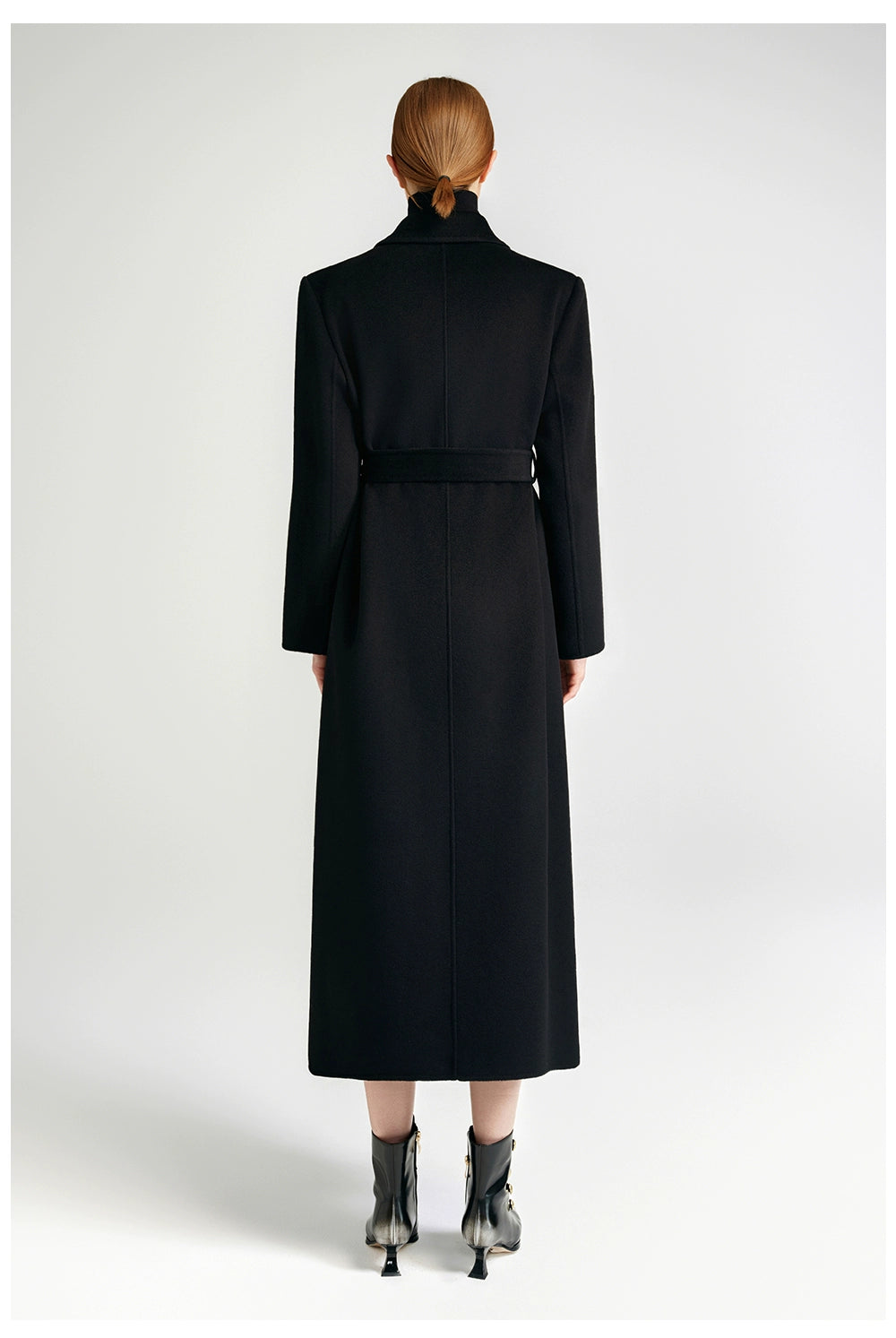 City Queen, top-level robe _ front rotator sleeve black double-sided cashmere coat women's long