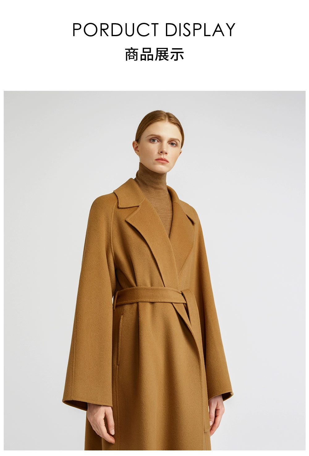 Temperament queen, classic double-sided cashmere coat women's bathrobe long