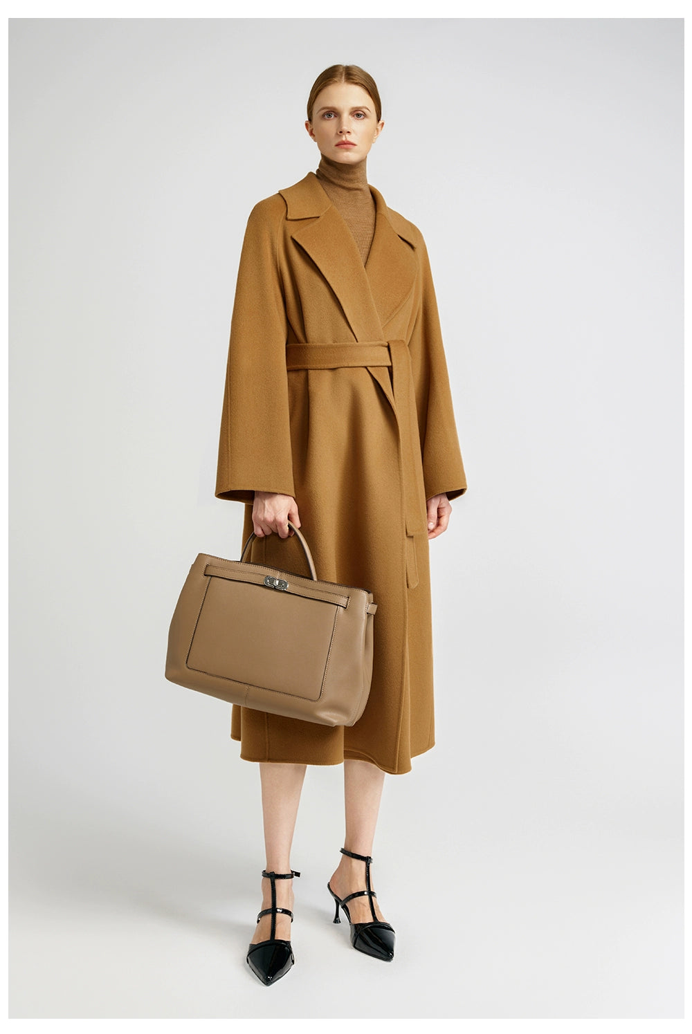 Temperament queen, classic double-sided cashmere coat women's bathrobe long