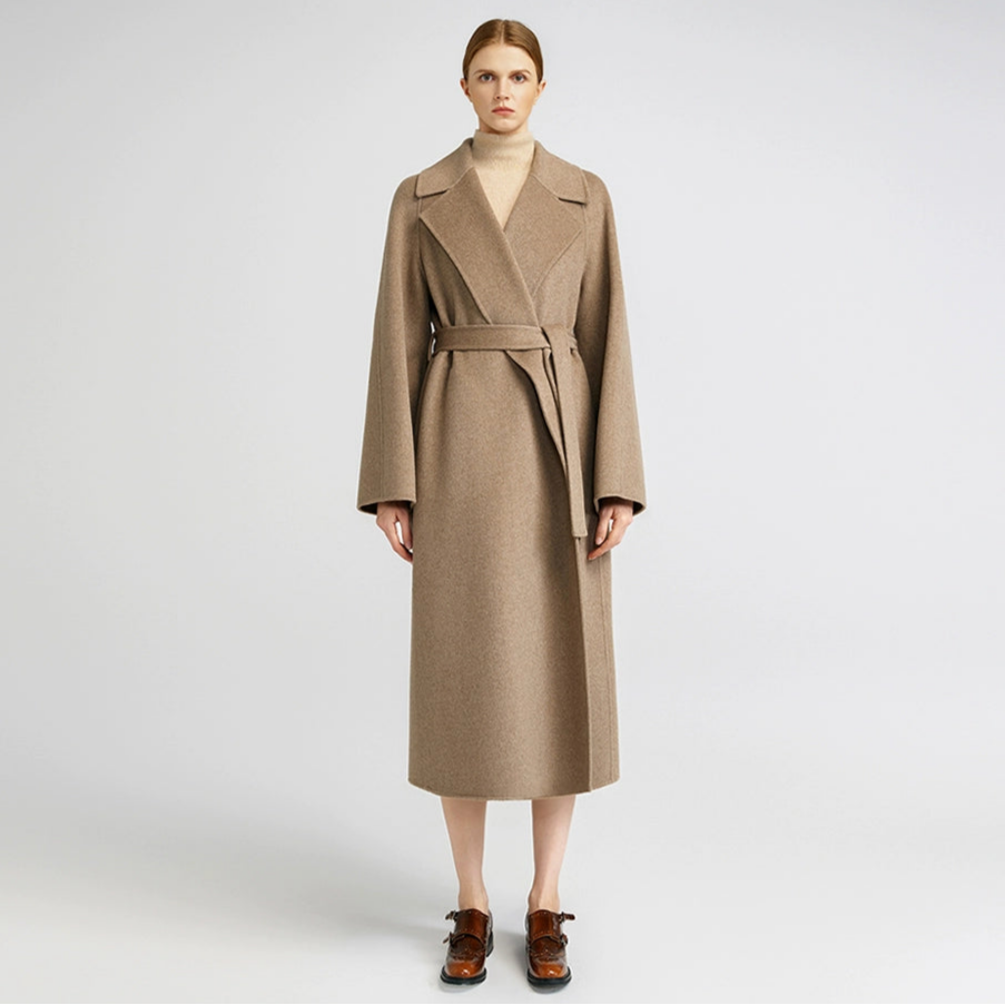 15 Micron Suede Bathrobe Double-Sided Cashmere Coat