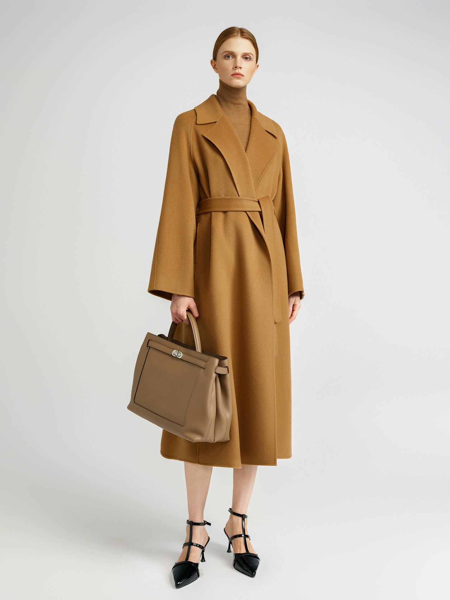 Temperament queen, classic double-sided cashmere coat women's bathrobe long