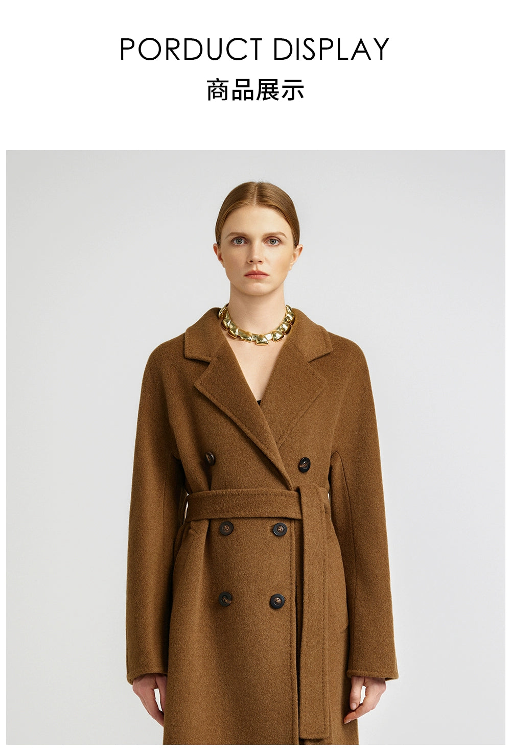 Elegant Brown Cashmere Coat for Women Stylish Mid Long Design