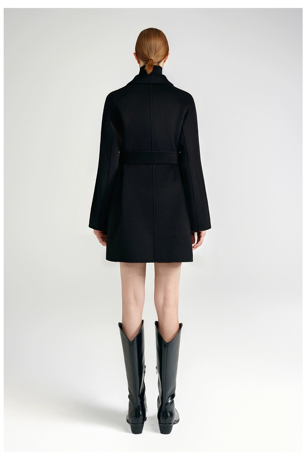 Cashmere coat double-sided short black capable workplace high sense