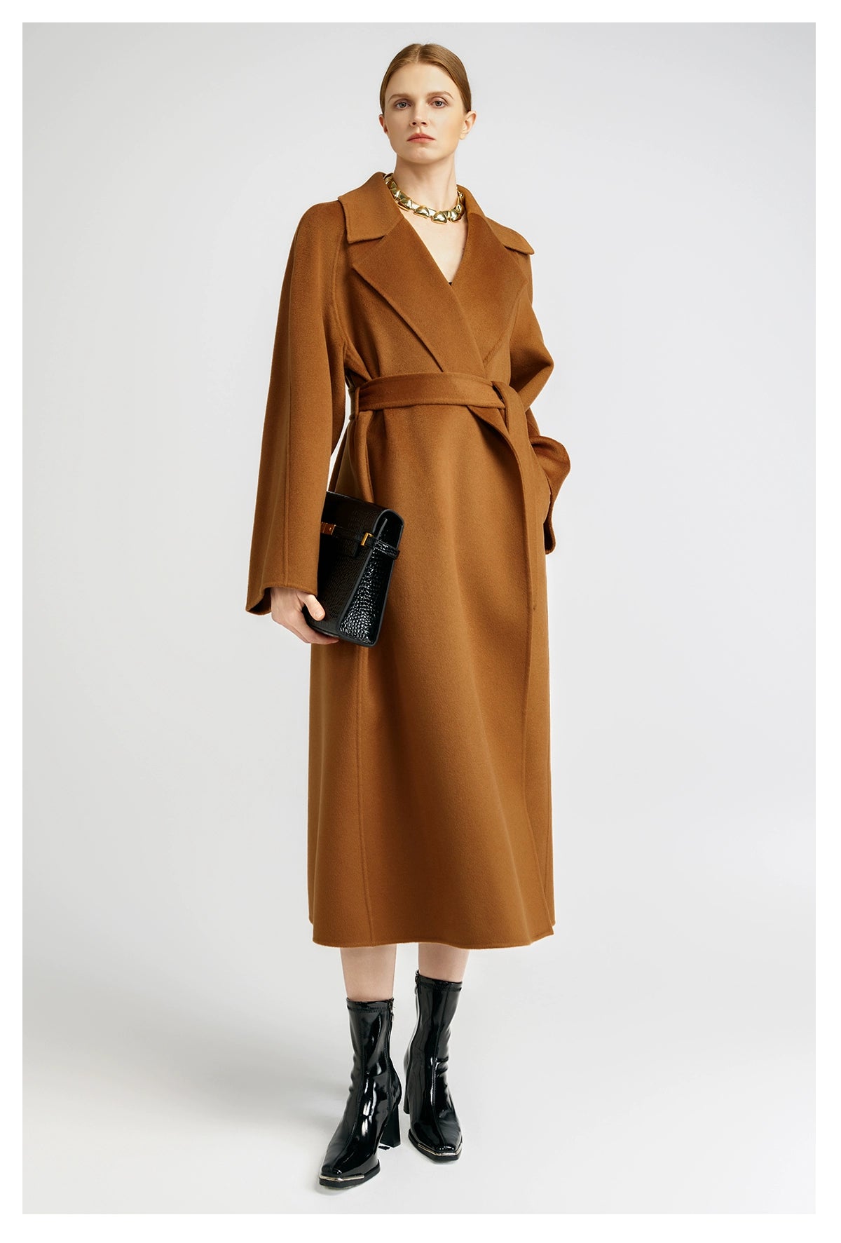 15 Micron Suede Bathrobe Double-Sided Cashmere Coat