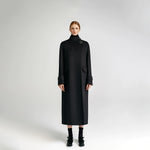 European royal family, modern old money style _ cashmere coat women's double-sided long carbon ash