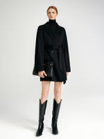 Cashmere coat double-sided short black capable workplace high sense