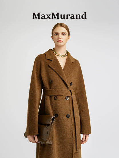 Elegant Brown Cashmere Coat for Women Stylish Mid Long Design