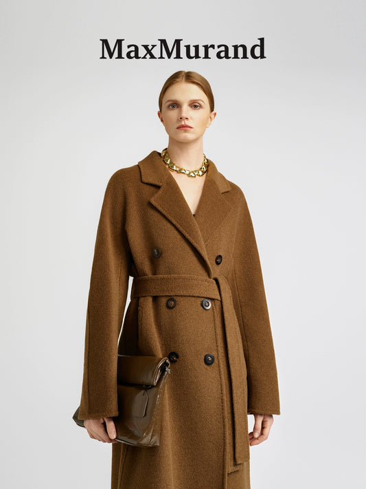 Elegant Brown Cashmere Coat for Women Stylish Mid Long Design