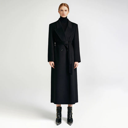 City Queen, top-level robe _ front rotator sleeve black double-sided cashmere coat women's long