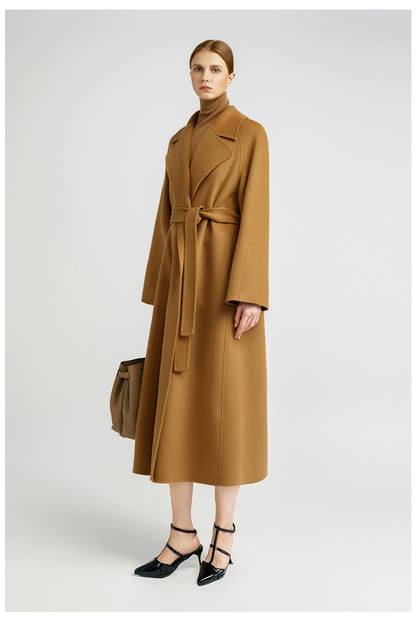 Temperament queen, classic double-sided cashmere coat women's bathrobe long