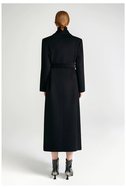 City Queen, top-level robe _ front rotator sleeve black double-sided cashmere coat women's long