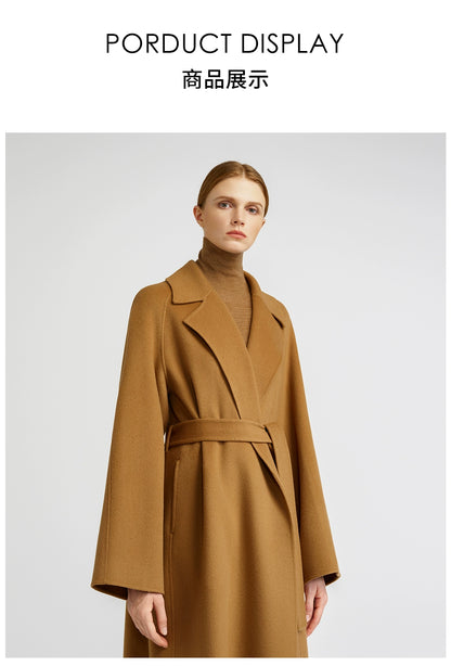 Temperament queen, classic double-sided cashmere coat women's bathrobe long