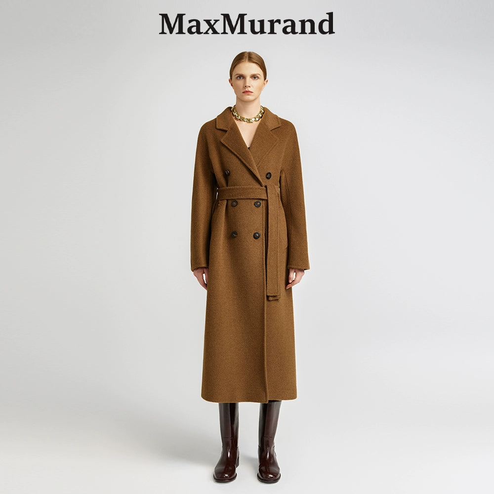Elegant Brown Cashmere Coat for Women Stylish Mid Long Design