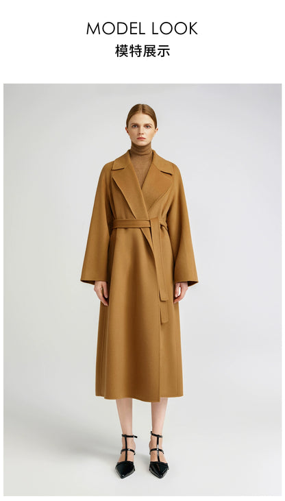Temperament queen, classic double-sided cashmere coat women's bathrobe long