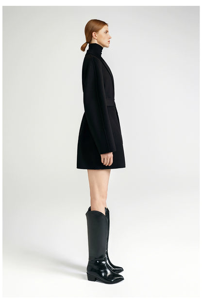 Cashmere coat double-sided short black capable workplace high sense