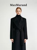 City Queen, top-level robe _ front rotator sleeve black double-sided cashmere coat women's long