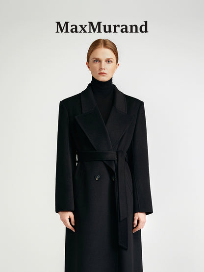 City Queen, top-level robe _ front rotator sleeve black double-sided cashmere coat women's long