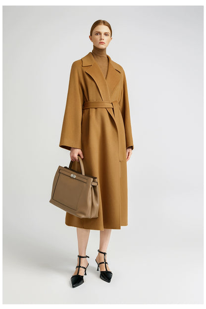 Temperament queen, classic double-sided cashmere coat women's bathrobe long