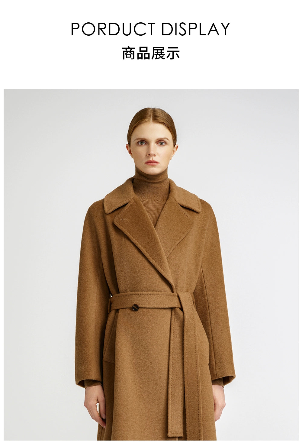 Cashmere coat women's medium and long elegant style