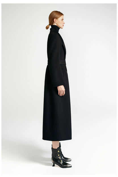 City Queen, top-level robe _ front rotator sleeve black double-sided cashmere coat women's long